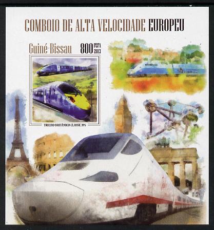 Guinea - Bissau 2013 European High Speed Trains #4 imperf s/sheet unmounted mint, stamps on railways, stamps on eiffel tower, stamps on tourism