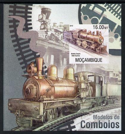 Mozambique 2013 Steam Trains #03 imperf s/sheet unmounted mint, stamps on railways