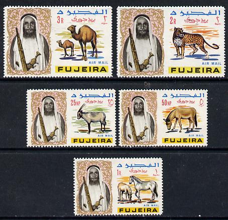 Fujeira 1965 set of 5 Animal vals from Birds & Animals Air Mail set unmounted mint (between SG 40 & 46), stamps on animals
