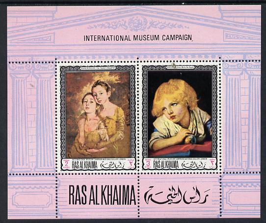 Ras Al Khaima 1968 Art - International Museums - National Gallery London perf m/sheet unmounted mint Mi BL 44A, stamps on arts, stamps on gainsborough, stamps on greuze