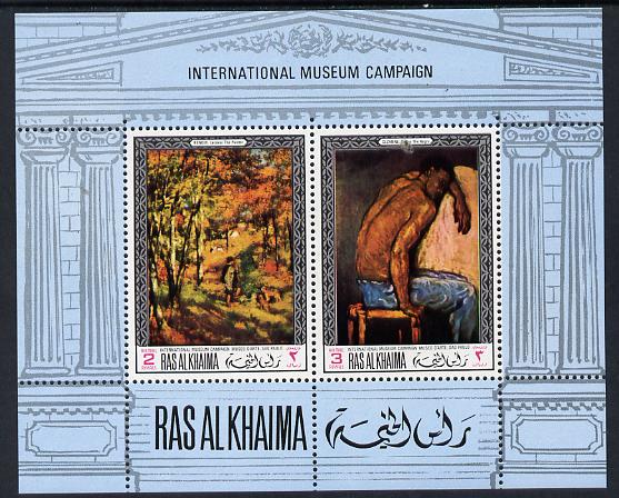 Ras Al Khaima 1968 Art - International Museums - Sao Paulo perf m/sheet unmounted mint Mi BL 45A, stamps on arts, stamps on cezanne, stamps on renoir