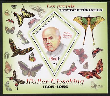 Mali 2014 Famous Lepidopterists & Butterflies - Walter Gieseking perf s/sheet containing one diamond shaped value unmounted mint, stamps on , stamps on  stamps on personalities, stamps on  stamps on butterflies, stamps on  stamps on shaped, stamps on  stamps on diamond, stamps on  stamps on 