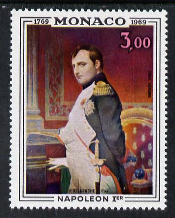 Monaco 1969 Birth Bicentenary of Napoleon 3f unmounted mint SG 945, stamps on personalities, stamps on napoleon  , stamps on dictators.