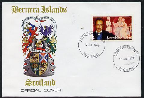 Bernera 1978 Richard Strauss imperf 3p on Official unaddressed cover with first day cancel, stamps on personalities, stamps on composers, stamps on music, stamps on strauss, stamps on operas, stamps on opera