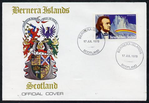 Bernera 1978 Richard Wagner perf 5p on Official unaddressed cover with first day cancel, stamps on personalities, stamps on composers, stamps on music, stamps on strauss, stamps on operas, stamps on opera, stamps on rainbows