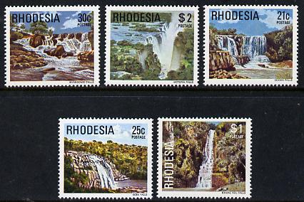 Rhodesia 1978 Waterfalls set of 5 from def set unmounted mint, SG 565-69*, stamps on waterfalls