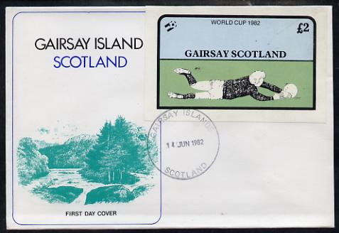 Gairsay 1982 Football World Cup imperf deluxe sheet (\A32 value) on special cover with first day cancels, stamps on football