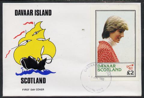 Davaar Island 1982 Princess Di's 21st Birthday imperf deluxe sheet (\A32 value) on special cover with first day cancels, stamps on royalty, stamps on diana