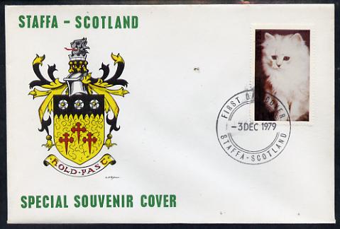 Staffa 1979 Cats - Angora 14p perf on cover with first day cancel, stamps on cats