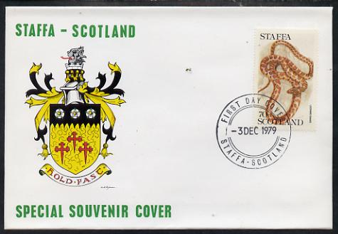 Staffa 1979 Snakes - Leopard Snake 70p perf on cover with first day cancel, stamps on reptiles, stamps on snakes