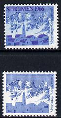 Switzerland 1966 Alpine Scene, machine trial proofs in blue only and blue & purple, latter opt'd Specimen unmounted mint, stamps on , stamps on  stamps on mountains