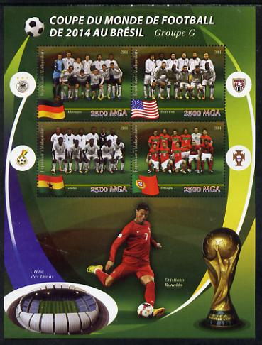 Madagascar 2014 Football World Cup in Brazil - Group G perf sheetlet containing 4 values unmounted mint, stamps on , stamps on  stamps on football, stamps on  stamps on stadia
