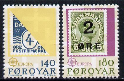 Faroe Islands 1979 Europa (Stamp on Stamp) set of 2 unmounted mint, SG 42-43 (Mi 43-44), stamps on , stamps on  stamps on europa     stamp on stamp, stamps on  stamps on slania, stamps on  stamps on stamponstamp