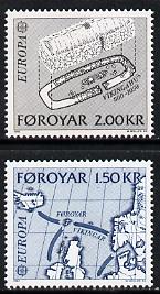Faroe Islands 1982 Europa (Map & Archaeological dig) set of 2 unmounted mint, SG 69-70 (Mi 70-71), stamps on europa, stamps on maps, stamps on archaeology, stamps on vikings, stamps on fossils