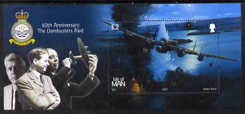Isle of Man 2003 60th Anniversary of Dam Busters Raid perf m/sheet unmounted mint SG MS1073, stamps on aviation, stamps on  ww2 , stamps on dams, stamps on 