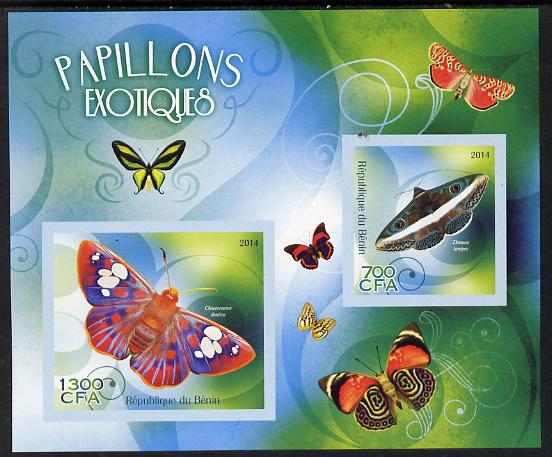 Benin 2014 Exotic Butterflies imperf sheetlet containing 2 values unmounted mint , stamps on , stamps on  stamps on butterflies