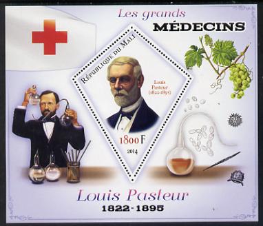 Mali 2014 Great Men of Medicine - Louis Pasteur perf s/sheet containing one diamond shaped value unmounted mint, stamps on medical, stamps on red cross, stamps on personalities, stamps on shaped, stamps on 