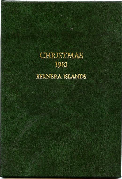 Bernera 1981 Christmas set of two \A38 values each in 22 carat gold foil in special presentation folder unmounted mint, stamps on christmas, stamps on religion
