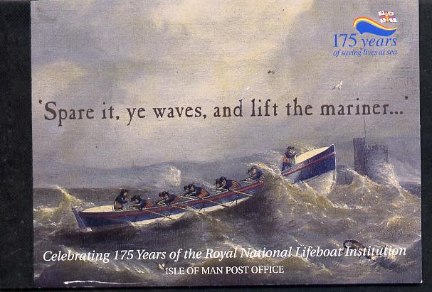 Isle of Man 1999 175th Anniversary of Royal National Lifeboat Institution Â£4.64 Prestige booklet complete & fine SG SB50, stamps on lifeboats, stamps on rescue, stamps on ships