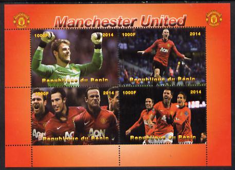 Benin 2014 Manchester United perf sheetlet containing 4 values unmounted mint. Note this item is privately produced and is offered purely on its thematic appeal, stamps on , stamps on  stamps on football