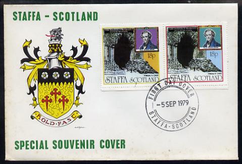 Staffa 1979 Mendelssohns Visit cover #3 bearing 2 x 18p values showing Fingals Cave, with first day cancel, stamps on music, stamps on personalities, stamps on composers, stamps on caves, stamps on mendelssohn