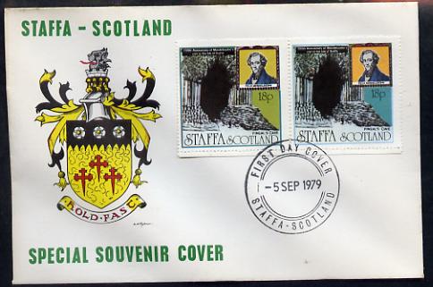 Staffa 1979 Mendelssohn's Visit cover #4 bearing 2 x 18p values showing Fingal's Cave, with first day cancel, stamps on , stamps on  stamps on music, stamps on  stamps on personalities, stamps on  stamps on composers, stamps on  stamps on caves, stamps on  stamps on mendelssohn