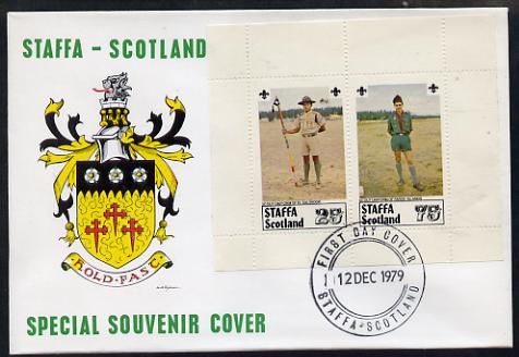 Staffa 1979 Scouts of the World perf set of 2 values (El Salvador & Faroe Is) on cover with first day cancel, stamps on scouts