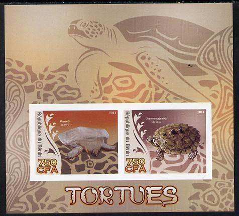 Benin 2014 Turtles imperf sheetlet containing 2 values unmounted mint, stamps on animals, stamps on turtles