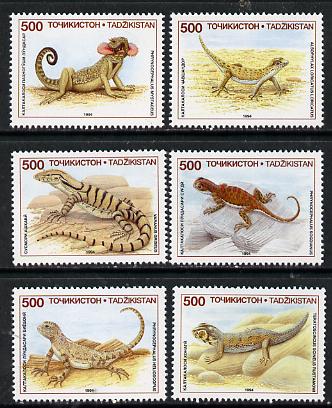 Tadjikistan 1994 Lizards set of 6, SG 62-67*, stamps on animals    reptiles