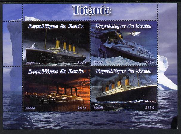 Benin 2014 Titanic perf sheetlet containing 4 values unmounted mint. Note this item is privately produced and is offered purely on its thematic appeal, stamps on ships, stamps on titanic, stamps on films, stamps on movies, stamps on cinena, stamps on disasters