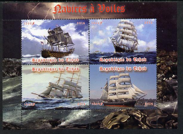 Chad 2014 Sailing Ships #2 perf sheetlet containing 4 values unmounted mint. Note this item is privately produced and is offered purely on its thematic appeal. . , stamps on ships, stamps on 