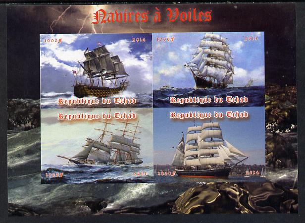 Chad 2014 Sailing Ships #2 imperf sheetlet containing 4 values unmounted mint. Note this item is privately produced and is offered purely on its thematic appeal. . , stamps on ships, stamps on 