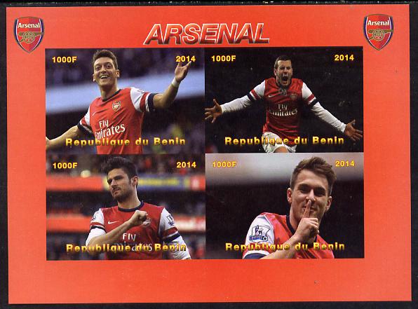 Benin 2014 Arsenal imperf sheetlet containing 4 values unmounted mint. Note this item is privately produced and is offered purely on its thematic appeal, stamps on football