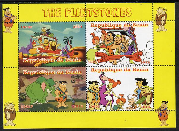 Benin 2014 The Flintstones perf sheetlet containing 4 values unmounted mint. Note this item is privately produced and is offered purely on its thematic appeal, stamps on films, stamps on cinema, stamps on movies, stamps on cartoons, stamps on  tv , stamps on 