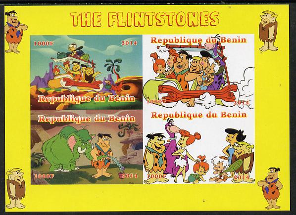 Benin 2014 The Flintstones imperf sheetlet containing 4 values unmounted mint. Note this item is privately produced and is offered purely on its thematic appeal, stamps on films, stamps on cinema, stamps on movies, stamps on cartoons, stamps on  tv , stamps on 