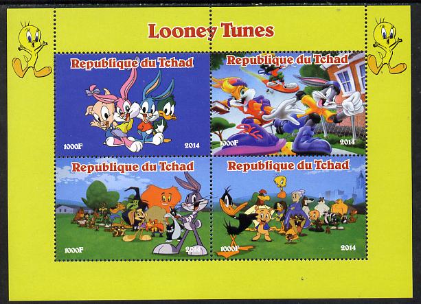 Chad 2014 Looney Tunes perf sheetlet containing 4 values unmounted mint. Note this item is privately produced and is offered purely on its thematic appeal., stamps on films, stamps on movies, stamps on cartoons, stamps on cinema