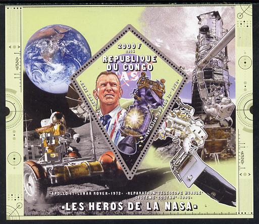 Congo 2014 Heroes of NASA - Gene Kranz perf sheetlet containing 4 values unmounted mint, stamps on space, stamps on personalities, stamps on rockets, stamps on satellites
