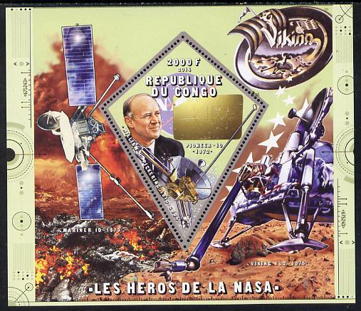 Congo 2014 Heroes of NASA - William H Pickering perf sheetlet containing 4 values unmounted mint, stamps on , stamps on  stamps on space, stamps on  stamps on personalities, stamps on  stamps on rockets, stamps on  stamps on satellites