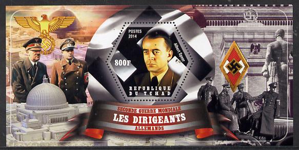 Chad 2014 Leaders in WW2 - Germany - Albert Speer perf s/sheet containing one hexagonal shaped value unmounted mint, stamps on personalities, stamps on  ww2 , stamps on shaped, stamps on militaria