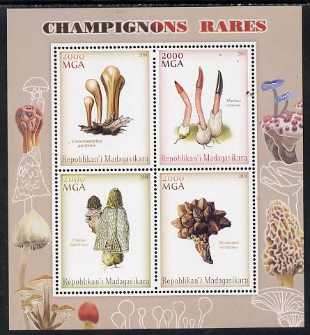 Madagascar 2014 Rare Mushrooms perf sheetlet containing 4 values unmounted mint, stamps on fungi