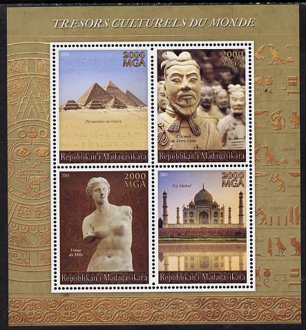 Madagascar 2014 Cultural Treasures of the World perf sheetlet containing 4 values unmounted mint, stamps on tourism, stamps on heritage, stamps on culture, stamps on egyptology