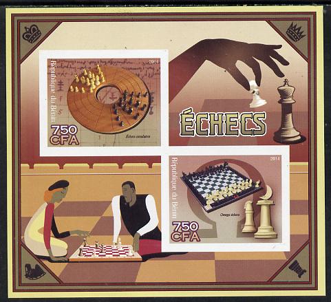 Benin 2014 Chess imperf sheetlet containing 2 values unmounted mint, stamps on chess