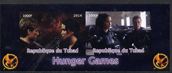 Chad 2014 Hunger Games #4 imperf sheetlet containing 2 values unmounted mint. Note this item is privately produced and is offered purely on its thematic appeal. . , stamps on films, stamps on cinema, stamps on movies, stamps on 