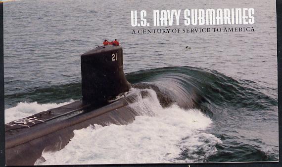 United States 2000 Submarines $9.70 booklet complete and fine, unmounted mint SG SB 301, stamps on ships, stamps on submarines, stamps on subs