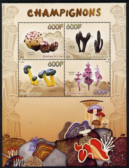 Congo 2014 Fungi perf sheetlet containing 4 values unmounted mint, stamps on , stamps on fungi