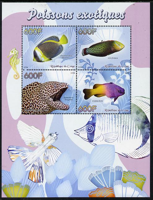 Congo 2014 Fish perf sheetlet containing 4 values unmounted mint, stamps on , stamps on  stamps on fish