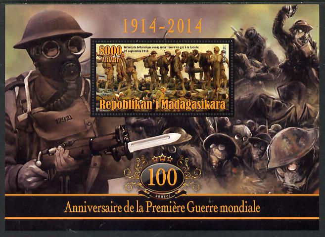 Madagascar 2014 Centenary of Start of WW1 perf deluxe sheet containing one value unmounted mint, stamps on , stamps on  stamps on militaria, stamps on  stamps on  ww1 , stamps on  stamps on 