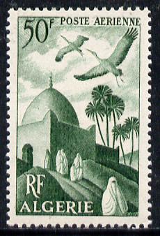 Algeria 1949 Air 50f (Storks over Minaret) unmounted mint SG 290*, stamps on birds