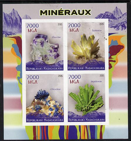Madagascar 2015 Minerals imperf sheetlet containing 4 values unmounted mint, stamps on minerals