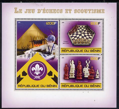 Benin 2015 Chess & Scouts perf sheet containing 3 values unmounted mint, stamps on chess, stamps on scouts